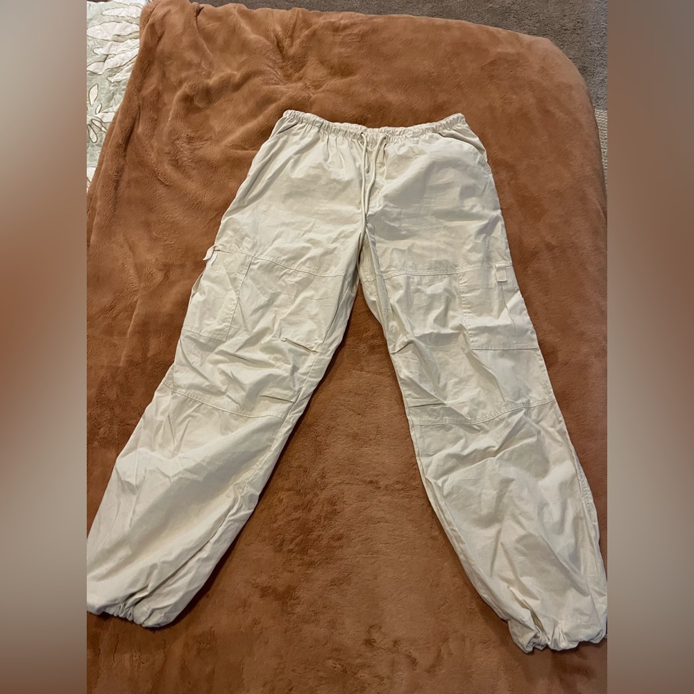 Beige, parachute pants